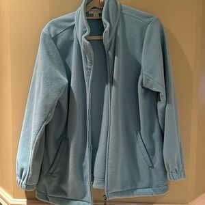 Woman’s Appleseeds petite medium, baby blue fleece, zipper up
